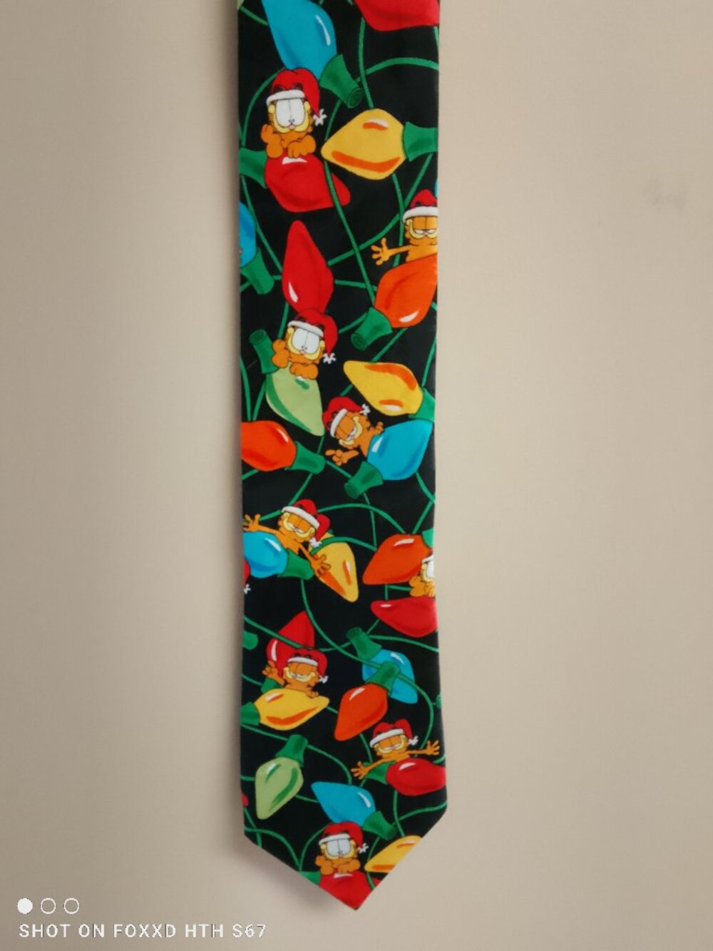 Men's Vintage Paws Addiction Garfield Christmas Lights Necktie